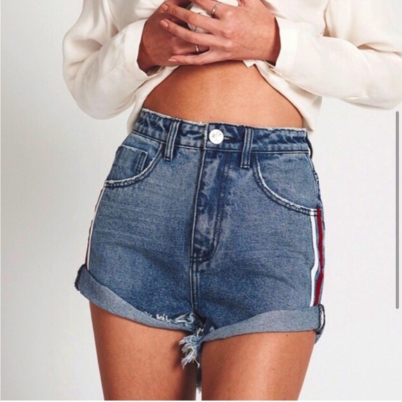 One Teaspoon High Waist Bandit Denim Shorts Size 31 - Picture 2 of 12